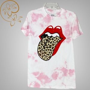 Handmade Pink Tie Dye Lip T-Shirt
